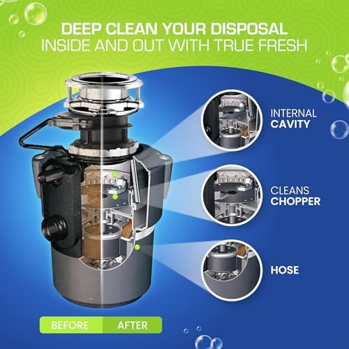True Fresh Garbage Disposal Cleaner Powder Packets, Large 15g Drop-In Sink Packets, Deep Foaming Sink & Drain Cleaner for Grease & Residue, Disposal Cleaner and Deodorizer, Fresh Citrus Scent, 24 Pack