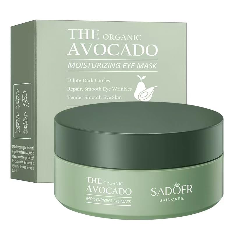 Under Eye Mask - 60Pcs Avocado Under Eye Patches for Puffy Eyes, Dark Circles, Eye Bag, Fine Lines, Wrinkles, Puffiness Reduction, Tender Smooth Eye Skin, Hydrating Eye Gel Pads with Natural Extracts
