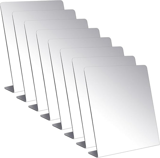Amyhill 8 Pcs Counter Top Mirror Freestanding Mirror Single Sided Acrylic Desk Glass for Tabletop Bedroom Office Bathroom Home Dorm (8.5 x 9 Inch)