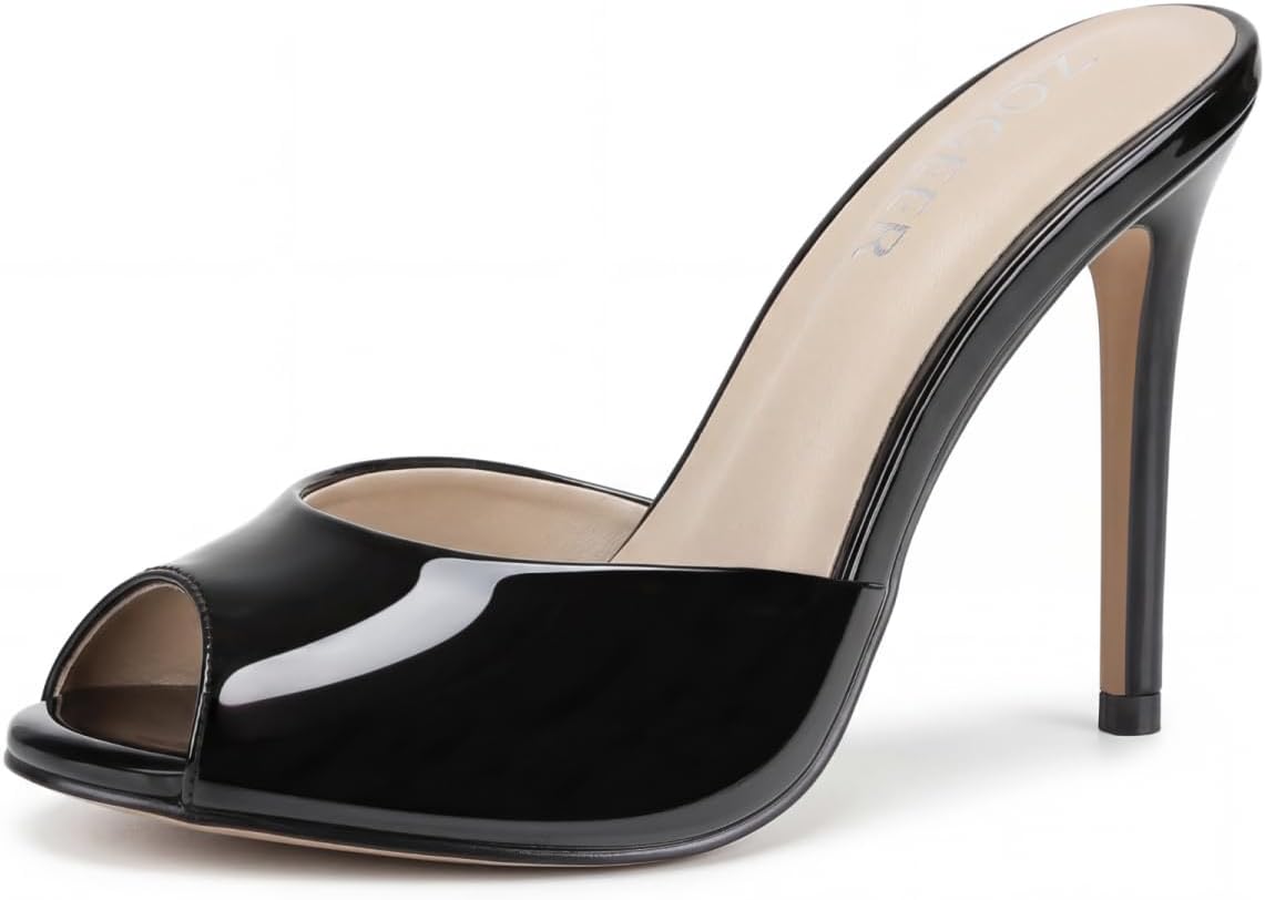 Womens Stiletto High Heel Sandals Fish Mouth Peep Toe Pink Heeled Mules Sexy Slip on Summer Slippers Party Wedding Prom Dressy Shoes Comfort Outdoor Footwear