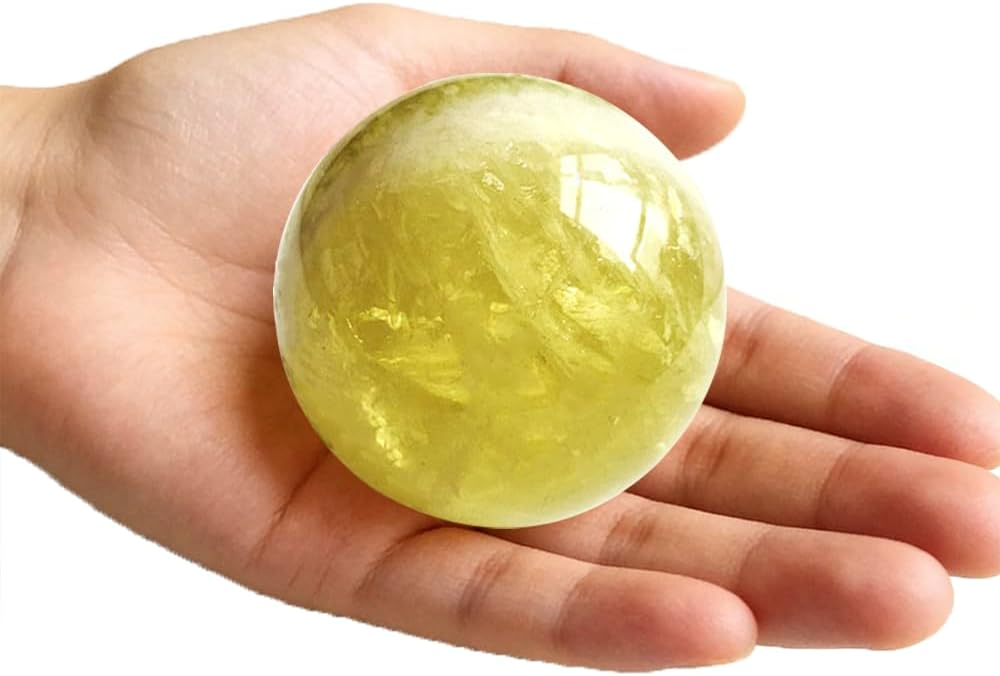1.97-2.36inch/5-6cm Natural Citrine Crystal Ball, Hand Polished Yellow Quartz Sphere, Reiki Healing Crystal Sphere, Energy Balancing Stone Crafts, Feng Shui Home Desktop Ornament, Decorative Gift