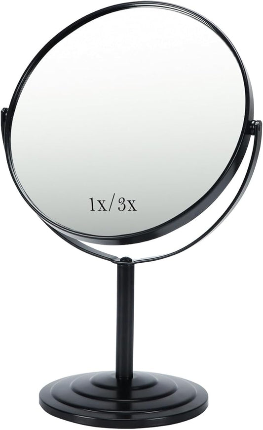 Schliersee 3X Magnifying Vanity Makeup Mirror Double Sided 7 Inch 1X/3X Magnification Tabletop Mirror, Black