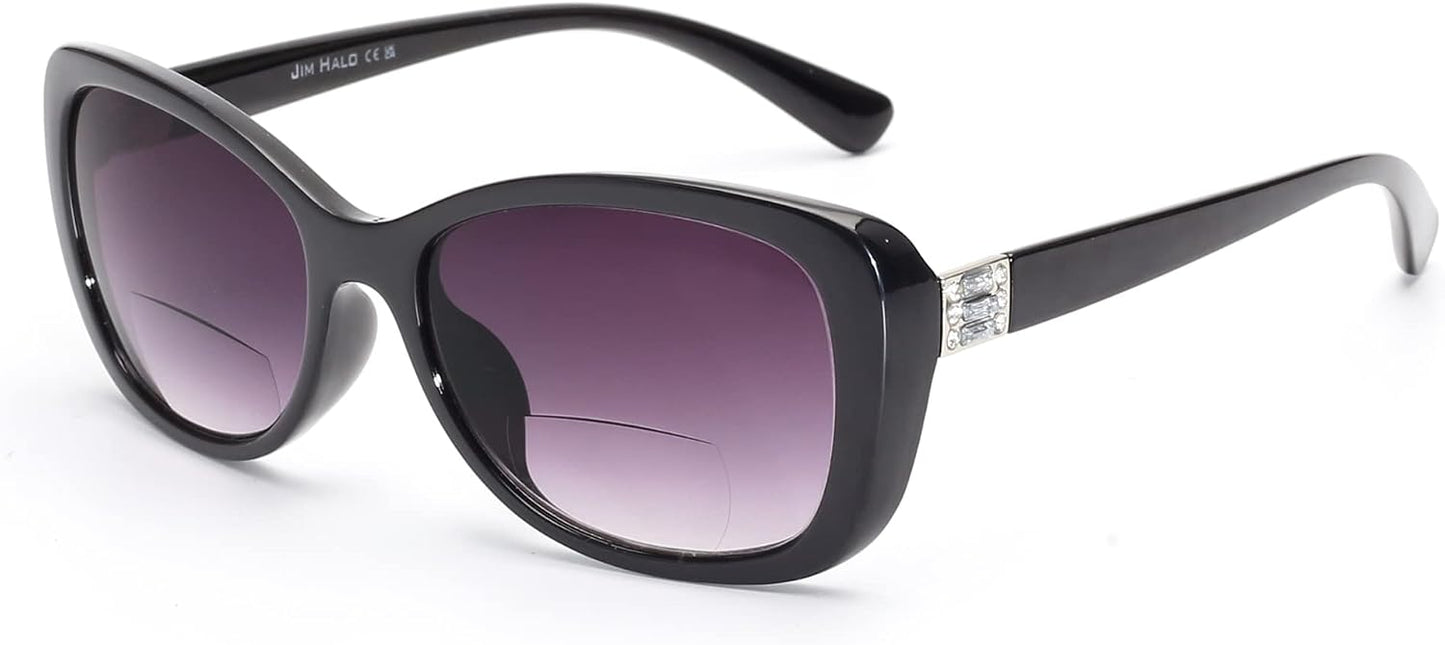 JM Women's Bifocal Reading Sunglasses, Vintage Reader Glasses UV Protection Outdoor Black +1.5