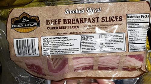 Deen Halal Beef Breakfast Smoked Slices Cured Beef Slices 12oz (6 packs)