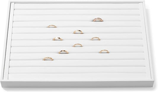 White Leather Ring Earrings Organizer Trays Jewelry Trays For Rings Earring Coins Brooches Holder Storage Display