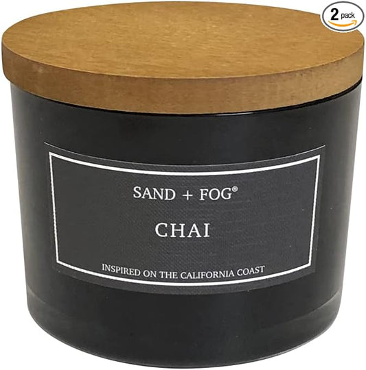 Sand + Fog Scented Candle - Chai â Additional Scents and Sizes â 100% Cotton Lead-Free Wick - Luxury Air Freshening Jar Candles - Perfect Home Decor â 12oz