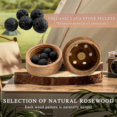 KVAEY 2 PCS Wood Car Essential Oil Diffuser, Wooden Aromatherapy Essential Oils Diffuser with Vent Clip, Wood Vent Clip Air Freshener for Vehicle Office Home Bedroom (Lucky Stamen)