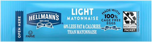 Hellmann's Light Mayonnaise Stick Packets Easy Open, Condiment for Sandwiches, Salads, Mayo Made with 100% Cage Free Eggs, Gluten Free, 0.38 oz, Pack of 210