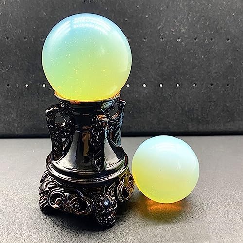 Healing Quartz Crystal Opal Sphere Ball - Round Orb Gemstone Sculpture Figurine with Stand - Opalite Crystal Balls for Reiki, Energy Healing, Meditation,2.0in(5cm)