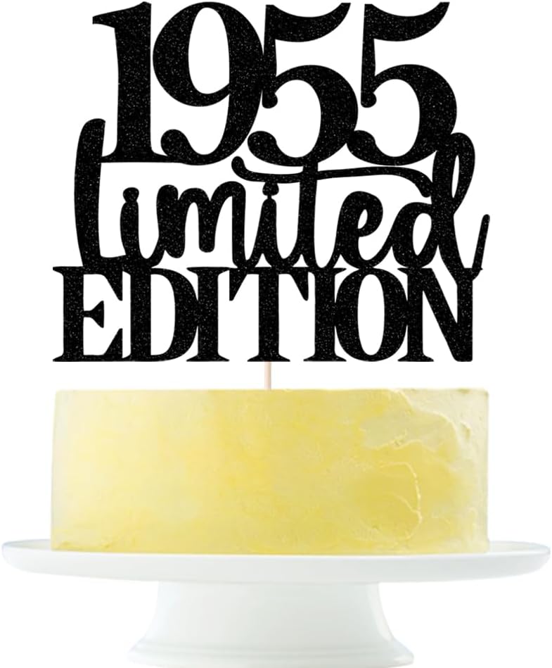 Limited EDITION 1955 cake topper 71th birthday happy birthday cake topper men and women cheer 71 years old handmade black glitter cake decoration (1955)