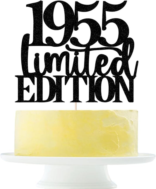 Limited EDITION 1955 cake topper 71th birthday happy birthday cake topper men and women cheer 71 years old handmade black glitter cake decoration (1955)