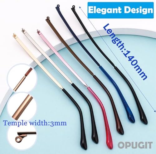 OPUGIT Metal Glasses Replacement Temple, Eyeglass Arms Legs Replacement, Glasses Repair Kit Universal Eyeglasses Replacement, DIY Temples for Glasses with Screws(1 Pair, Black)