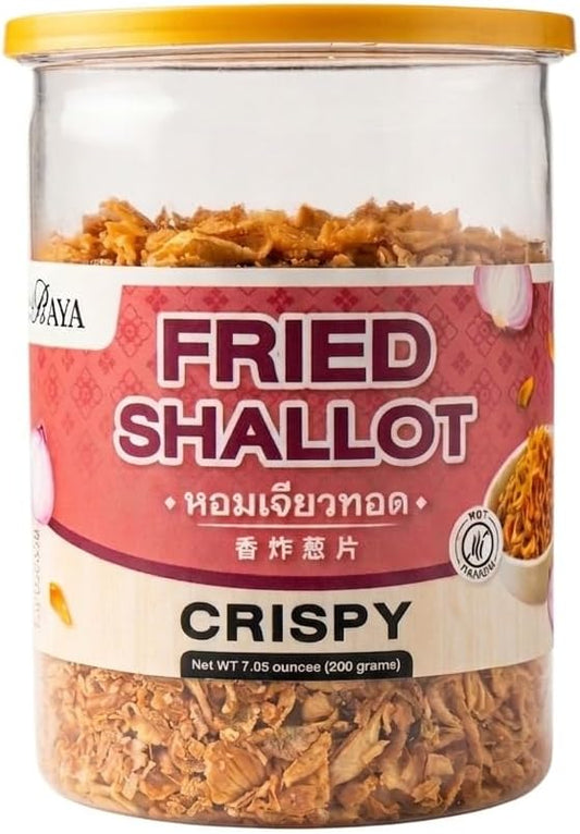 Thairaya Fried Shallot 7.05 oz. (200 grams) | Golden Brown Crispy & Aromatic Product of Thailand Authentic Asian-Style Onion Topping Perfect for asian food.