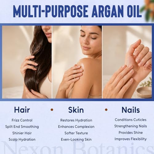 Argan Oil for Hair Growth 8 fl oz - 100% Natural Moroccan Argan oil for Face, Body, Skin and Nails - Aceite de Argan