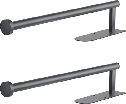 Paper Towel Holder, Self Adhesive or Screw Mounting, 2Pcs Grey Wall Mount SUS304 Stainless Steel Paper Towel Holder Under Cabinet for Kitchen, Counter, Cabinet, Bathroom
