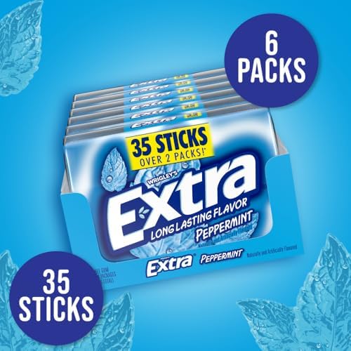 EXTRA Gum Peppermint, Sugar Free Chewing Gum Bulk Pack, (Pack of 12)