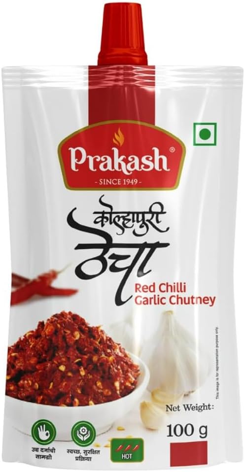 Prakash, Kolhapuri Thecha (Red Chilli- Garlic Chutney), 100 Grams(gm)