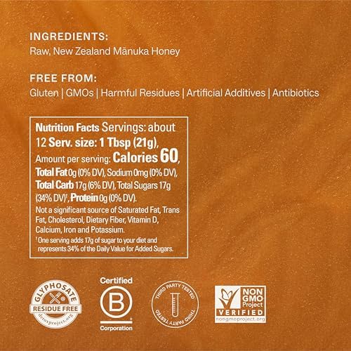 Manukora Raw Manuka Honey MGO 850+, New Zealand Honey, Superfood, 2000+ Natural Compounds, Non-GMO, Monofloral, 3rd-Party Tested, Glyphosate Residue Free, Traceable Hive-to-Hand, Immune and Digestive Support, 250g