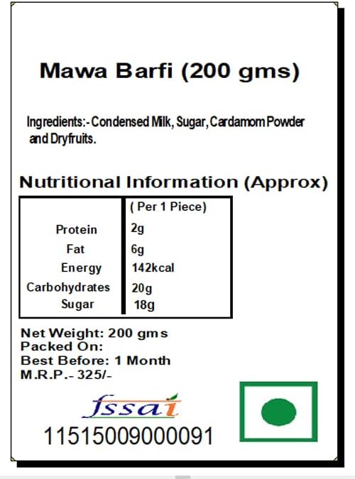 Ghasitaram Gifts Indian Sweets - Mawa Barfi (200 gms)