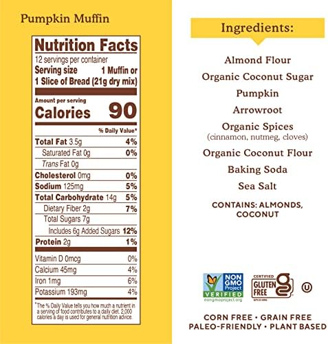 Simple Mills Almond Flour Baking Mix, Gluten Free Pumpkin Bread Mix, Muffin pan ready, Made with whole foods, 3 Count (Packaging May Vary)