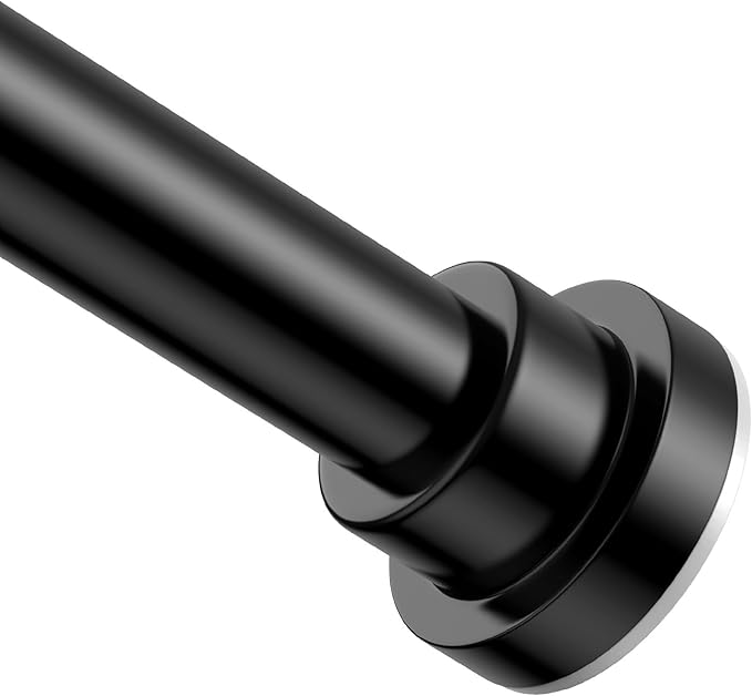 Shower Curtain Rod 31-63 Inch,0.87"Diameter Adjustable Spring Tension Curtain Rods No Drill,Matte Black Shower Tension Rod for Bathroom,Room Divider,Window,Anti-Rust Non-Slip 1-Pack