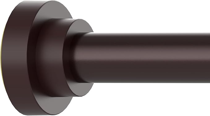 Thestoa Brown Shower Curtain Rod Adjustable 43-92 inch, 1"Diameter Spring Tension Curtain Rod No Drill, Anti-Rust Non-Slip Shower Rod for Bathroom Tension Rod
