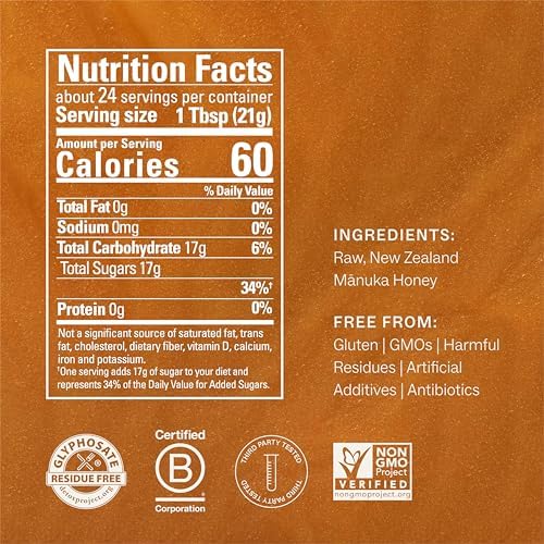 Manukora Raw Manuka Honey MGO 50+, New Zealand Honey, Superfood, 2000+ Natural Compounds, Non-GMO, 3rd-Party Tested, Glyphosate Residue Free, Traceable Hive-to-Hand, Immune and Daily Wellness Support, 500g