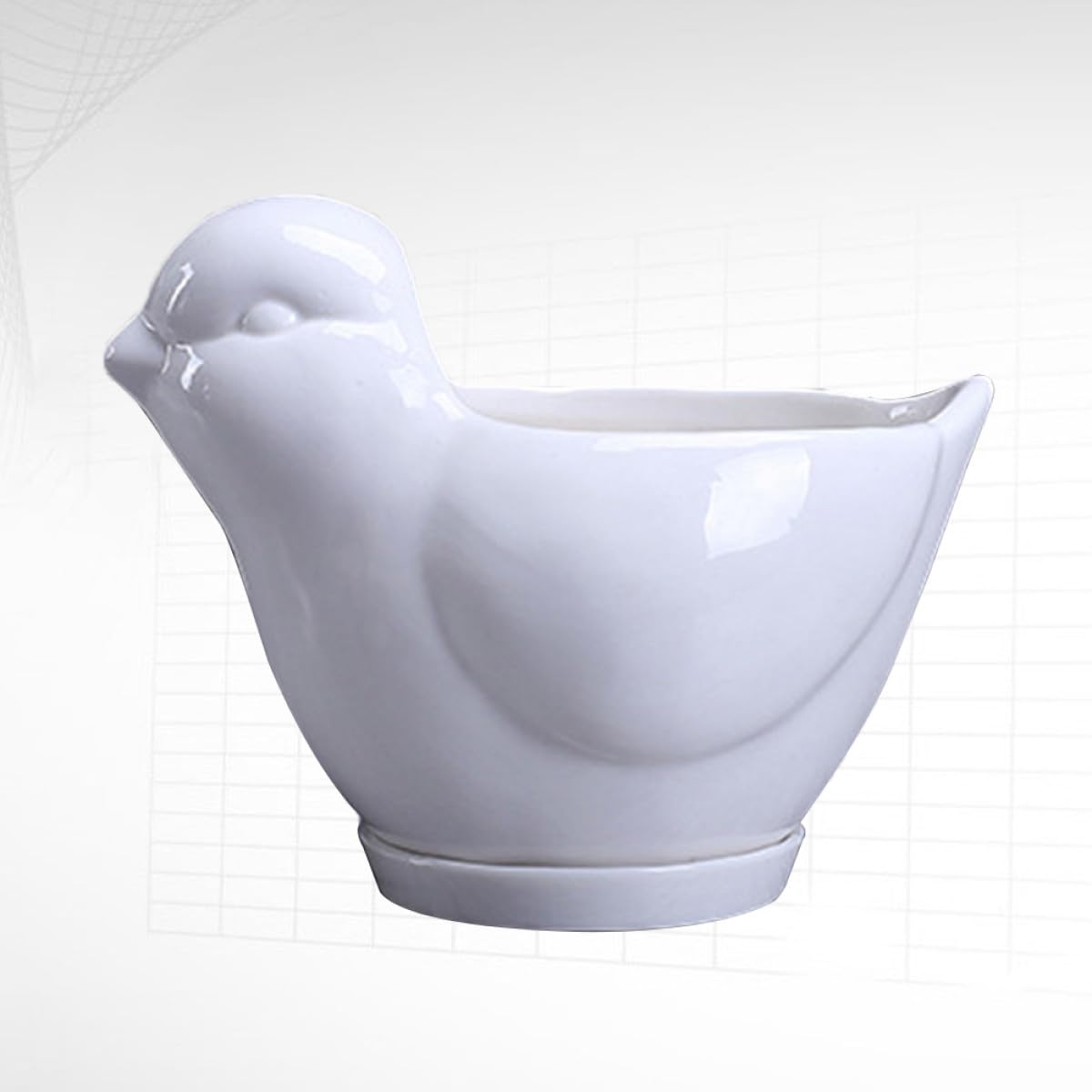 BESPORTBLE White Ceramic Bird Shape Flower Pot for Indoor Plants Cute Succulent Planter with Drainage Saucer Small Desktop Decor for Home Office Garden and Creative Design