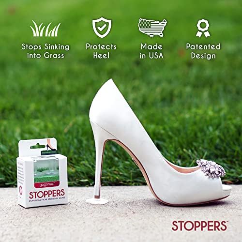 GoGoHeel STOPPERS Heel Protectors – Clear Heel Covers for High Heels, Stop Sinking on Grass – Made in USA (XX-Small, 1 Pair)