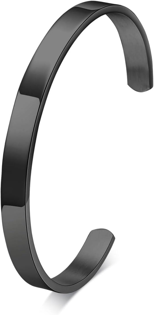 MEALGUET Stainless Steel Mens Cuff Bracelet : Minimal Cool Silver/Black/Gold Plated Open Metal Cuff Bangle Bracelets for Men,Mens Bracelet Jewelry Gift