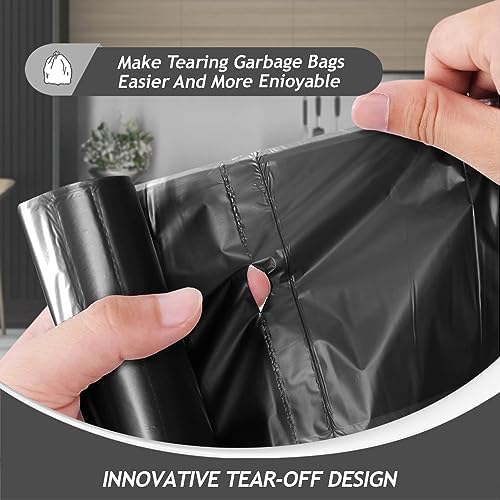 8 Gallon 70 Counts Medium Black Trash Bags,Fit 7,8,9,10 Gal Garbage Bags by Teivio, 30 Liter Thick Bathroom Can Bin Liners,Plastic Bags for Home Office Kitchen, Black