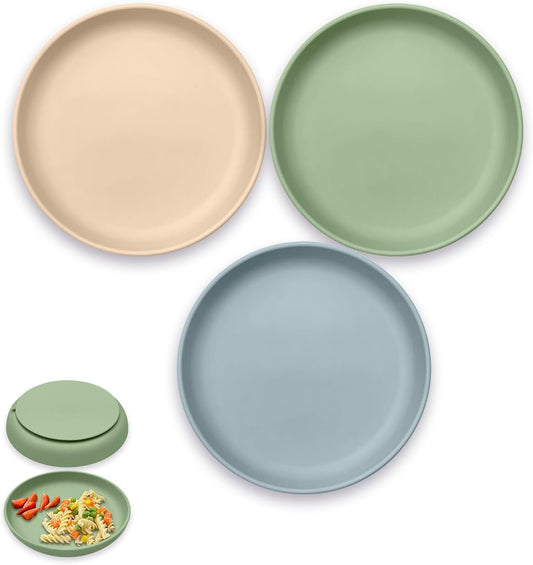 Silicone Adaptive Plates for Elderly & Adults with Special Needs, Non-Slip Suction Base Dining Plates with High Walls - Spill Proof Easy Scoop Eating Aids, Microwave Dishwasher Safe