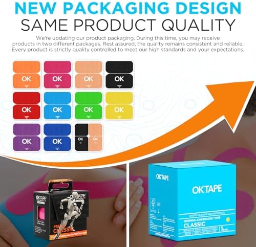 OK TAPE Kinesiology Tape 10 inches Precut, 20 Strips, Cotton Elastic Athletic Tape Latex Free, 2in x 16ft, Beige