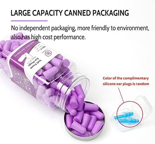 LYSIAN Ultra Soft Foam Earplugs for Sleeping, 38dB SNR Noise Reduction Ear Plugs for Snoring, Shooting, Study, Work and Travel, 60 Pairs, Purple