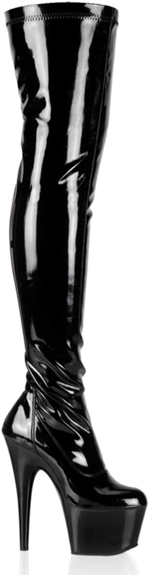 Pleaser Women's Adore-3000 Boot Black/Black 7 M US