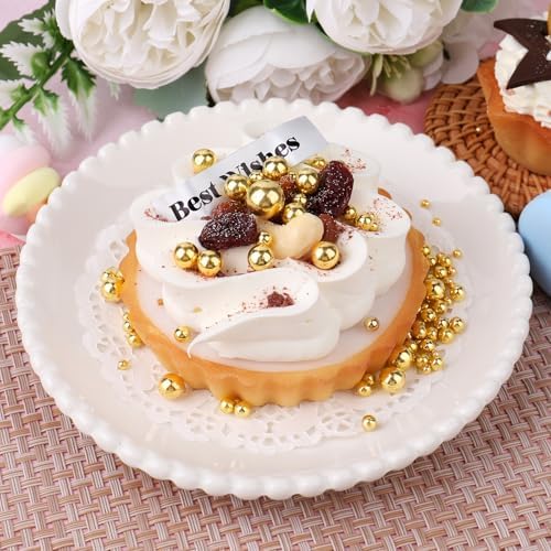Gold Pearl Sprinkles for Cake Decorating, 6 Sizes Mix 4.6 oz Edible Pearls Sugar Sprinkles for Baking Cupcake Cookies