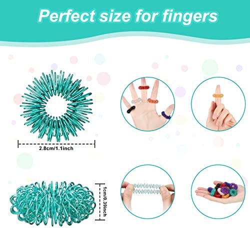 200 Pcs Acupressure Rings Fidget Spiky Sensory Finger Massager Ring Stress Relief Fidget Sensory Toys Anxiety Relief Toys Stress Reducer for Men, Women(Vivid Color)