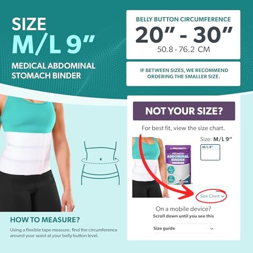 BraceAbility Medical Abdominal Stomach Binder - Belly Band Compression for Diastasis Recti, Postpartum, Post-Surgical Wrap for Tummy Tuck Recovery, Post op Abdominal Binder for Women and Men (M/L 9")