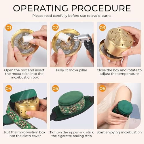 Smokeless Copper Moxa Box, Copper Tank Moxibustion Treatment Tool, Ai Jiu Bag with Box for Neck Shoulder Back for Remove Dampness, 艾灸包 艾灸盒 艾灸 (Green)
