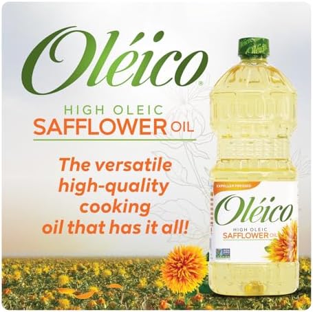 Oleico - High Oleic, Non GMO Certified, Kosher Verified, Expeller Pressed, High Heat Stable Safflower Oil, Bottle of 32.3 fl oz (Pack of 2)