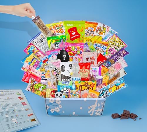 Sakura Box Japanese Candy & Snacks Dagashi Set & Pamphlet 50 Pieces Japanese Food Gift Box