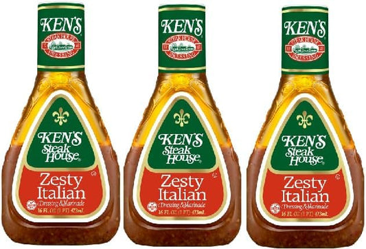 Zesty Italian Salad Dressing and Marinade (Pack Of 3 Bottles), 16 oz. Each