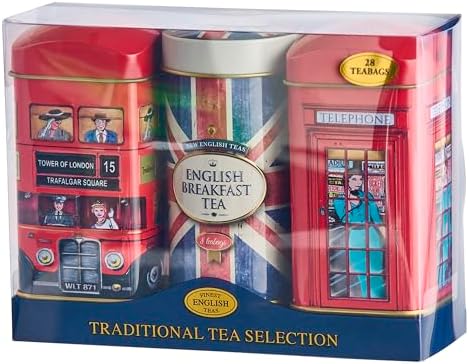 British Heritage Union Jack 3x Mini Tea Tin Gift Pack with 28 Teabags