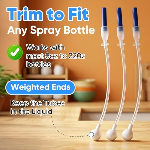 3 Pack Universal Fit 360° Spray Bottle Adapter, Reusable Tilted Spray Bottle Adapter with Flexible Tube, Weighted 360° Spray Accessories for Any Spray Nozzle, Multi-Scene Use