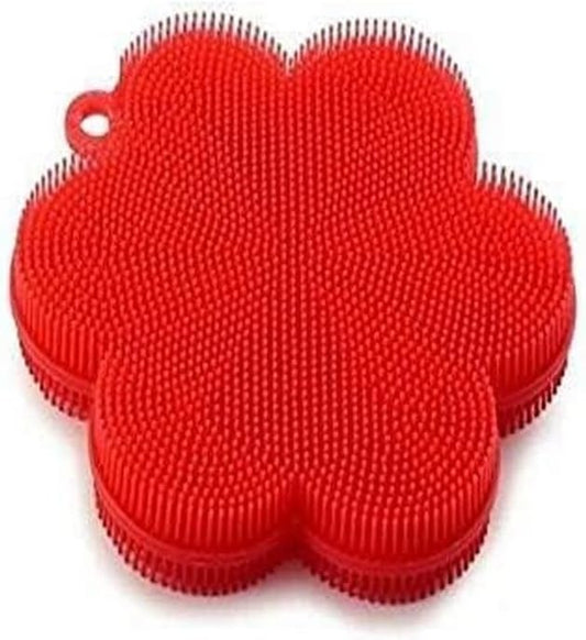 Norpro Red Flower-Shaped Silicone Dish Brush Scrubber