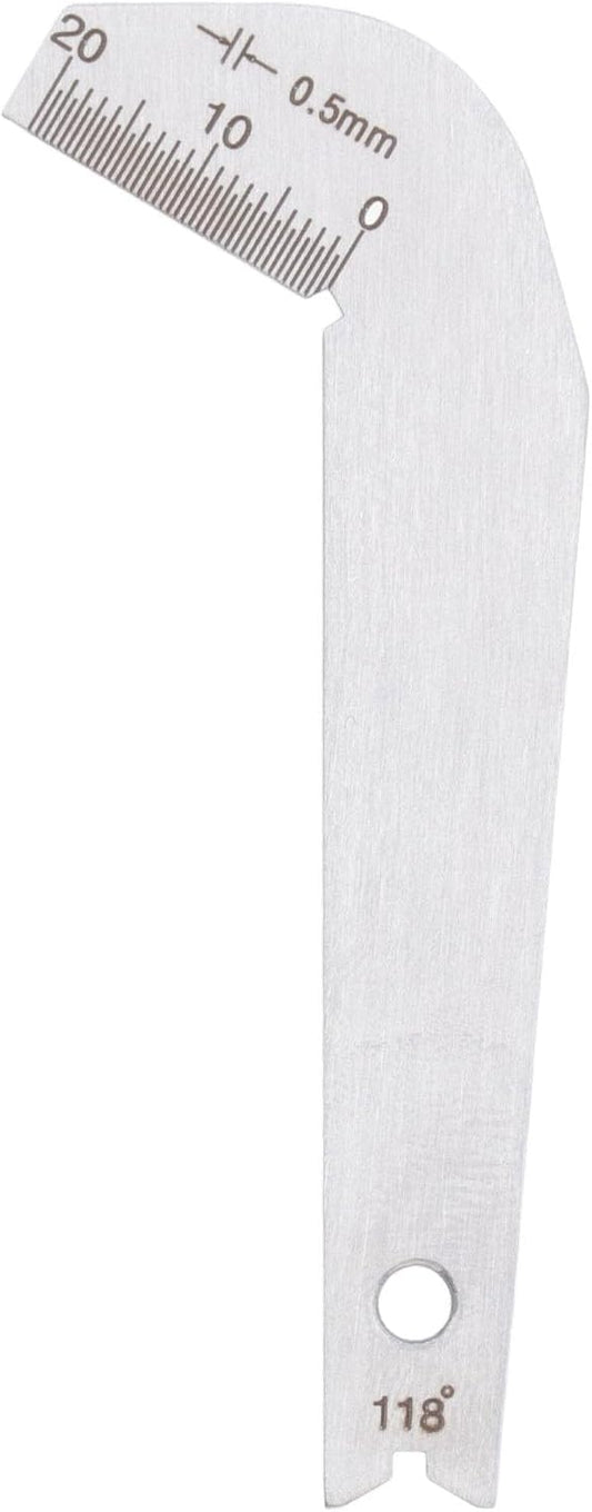 Drill Bit Sharpening Angle Gauge, Grinding Drill Bits Diameter Center Gauge Tool, 118° Stainless Steel with 0.5mm Accuracy (0-20mm Range)