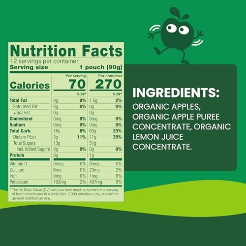 GoGo squeeZ No Sugar Added Organic Applesauce and Fruit Puree, Apple Apple, 3.2 oz Pouches (Pack of 12), Fruit Snacks for Kids, Gluten Free, Nut Free, Recloseable Cap, BPA Free