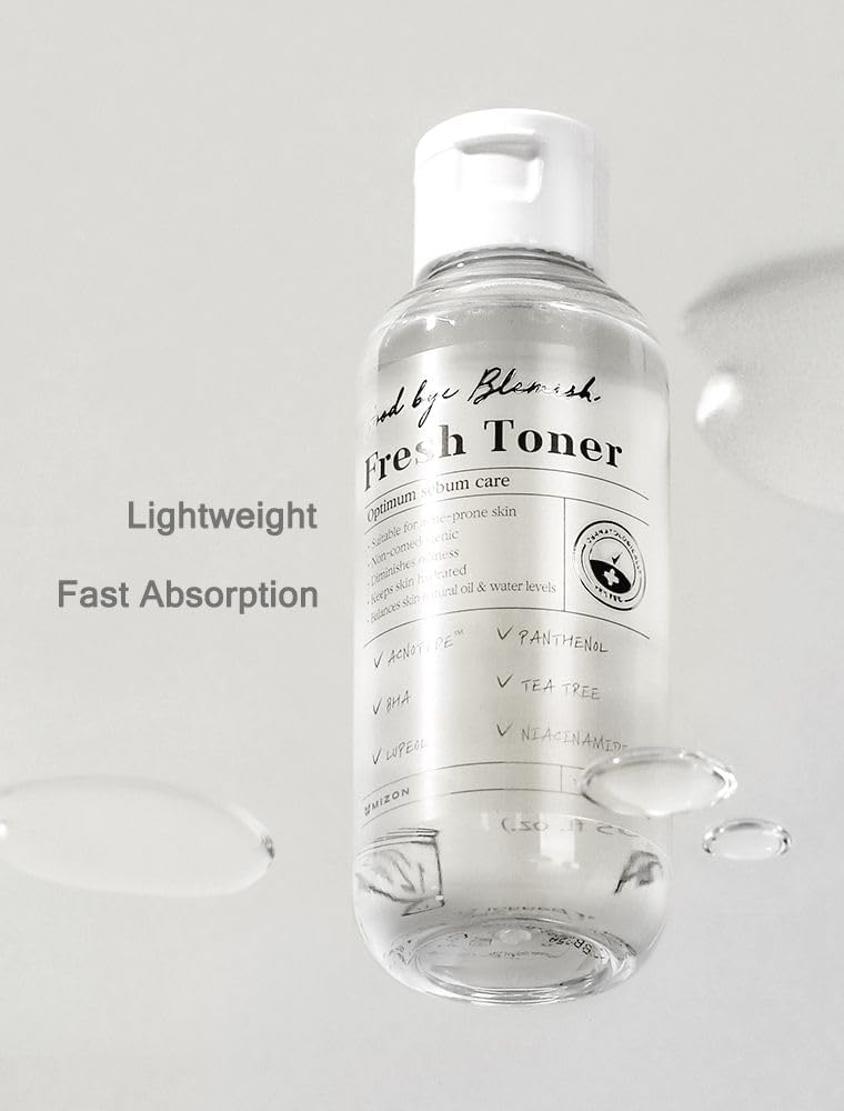 MIZON Goodbye Blemish Fresh Toner, BHA, Niacinamide for Excessive Sebum, Troubled Skin, Acne Treatment, Breakout Treatment, Korean Skincare, Acne Spot Treatment, Smooth Skin (120ml/4.05 fl. oz.)