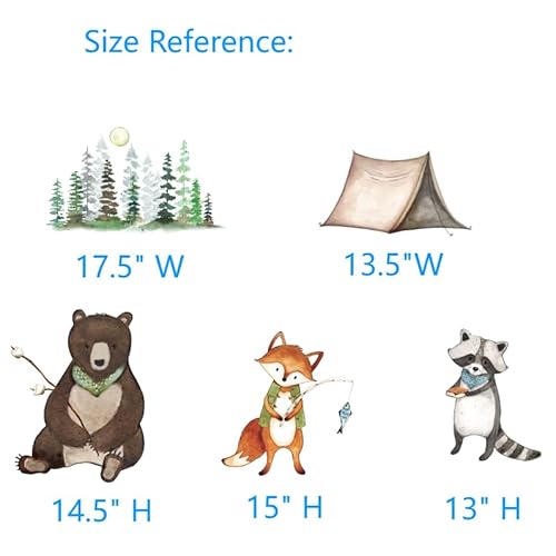 Large Camping Wall Decals Peel and Stick for Kids Bedroom Bathroom,Camping Themed Wall Decal Stickers,Camping Nursery Decor,Camping Themed Decor for Classroom
