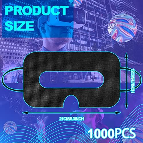Kingdder 1000 Pcs Disposable Vr Mask Breathable Eye Mask Vr Face Cover Padding Non Woven Sanitary Cloth Universal Gear Accessories Compatible with Headsets Virtual Reality(Black)